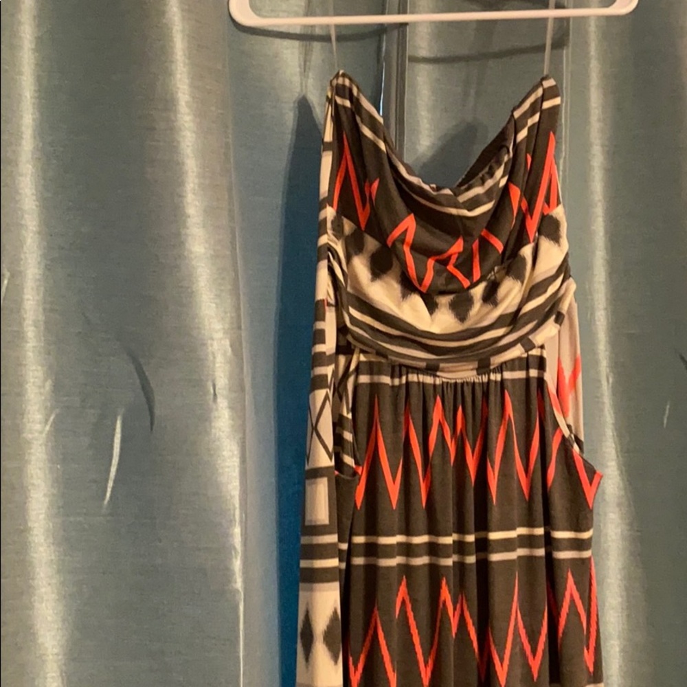 Maxi Dress in Gray, hot coral/pink.
